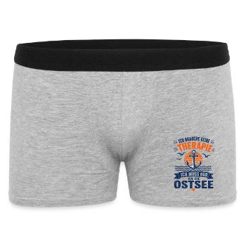 Ich brauche keine Therapie ich muss an die Ostsee - Männer Boxer Shorts - Grau meliert - Vorne