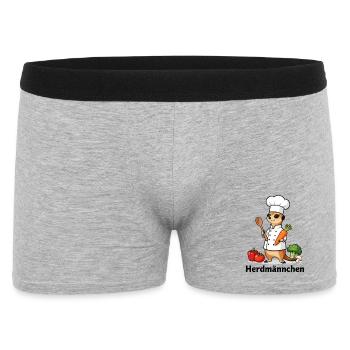 Herdmännchen Koch Gastronomie Lustig Gastro - Männer Boxer Shorts - Grau meliert - Vorne