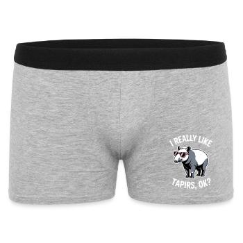 Tapire Sprüche Tapir Lustiges Tapire Geschenk - Männer Boxer Shorts - Grau meliert - Vorne