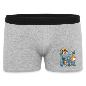 H steht für Hippo Zoo Party Dschungel Zoo Geburtstag - Männer Boxer Shorts - Grau meliert - Vorne