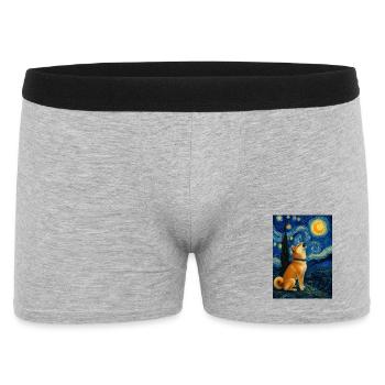 Shiba Inu Starry Night Kawaii Doge Art - Men's Boxer Shorts - heather grey - Front