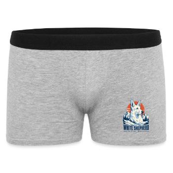 Retro Alpen-Weißer Schäferhund, Weißer Deutscher Schäferhund - Männer Boxer Shorts - Grau meliert - Vorne