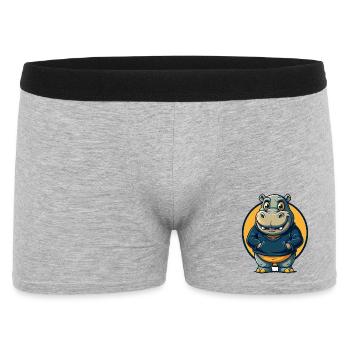 Hippo Kawaii Maskottchen Cartoon-Charakter-Clipart-Logo - Männer Boxer Shorts - Grau meliert - Vorne