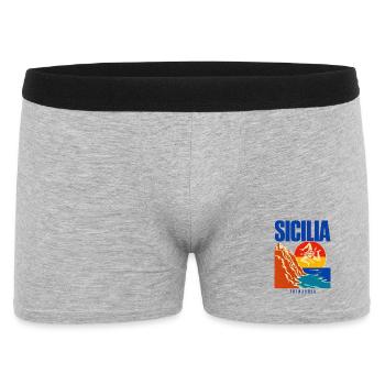 Sicilia Travel Poster, Trinacria Sicilian Flag Pri - Men's Boxer Shorts - heather grey - Front
