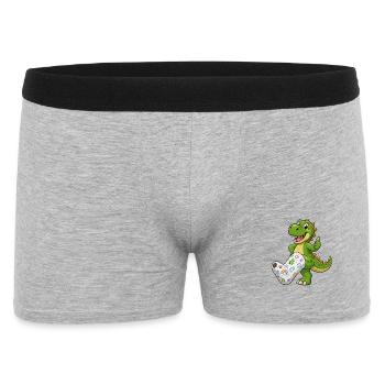 Cheerful dinosaur with plaster - Men's Boxer Shorts - heather grey - Front