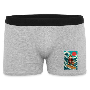Surf Shiba Inu Samurai Doge au Japon - Boxer Homme - gris chiné - Devant