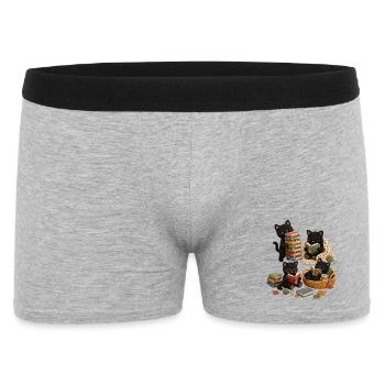 Funny black cat reading - Men's Boxer Shorts - heather grey - Front