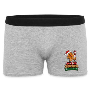 Mir egal Ich geh Zocken Lebkuchen Gamer Weihnachte - Männer Boxer Shorts - Grau meliert - Vorne