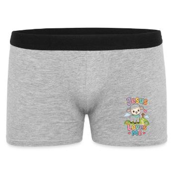 Jesus Lamb Cartoon Love Me - Men's Boxer Shorts - heather grey - Front