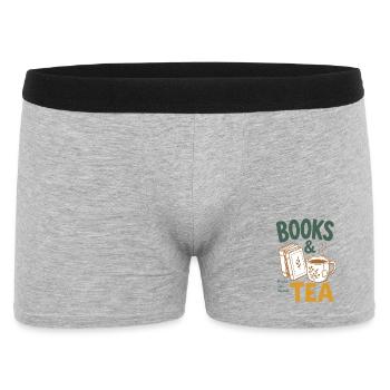 Books And Tea - Books & Tea Fans, Bookworm Reading - Men's Boxer Shorts - heather grey - Front