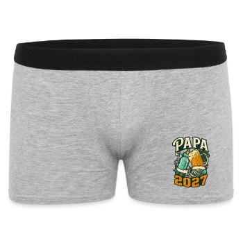 Futur Papa 2027 - Cadeau Bière et Biberon - Boxer Homme - gris chiné - Devant