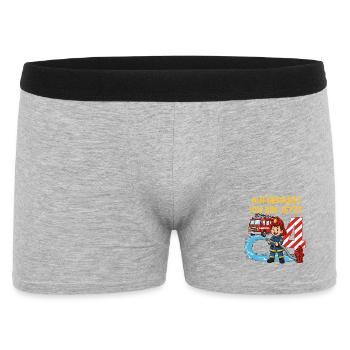Aufgepasst Ich Bin Jetzt 4 Feuerwehr Geburtstag - Männer Boxer Shorts - Grau meliert - Vorne