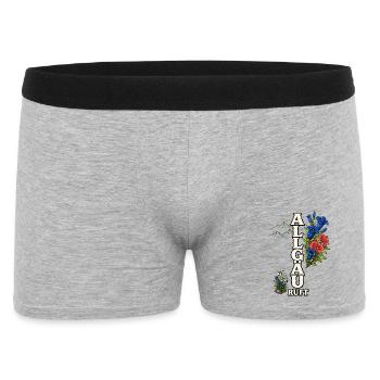 Allgäu ruft – Berge, Blumen und Heimatliebe - Männer Boxer Shorts - Grau meliert - Vorne