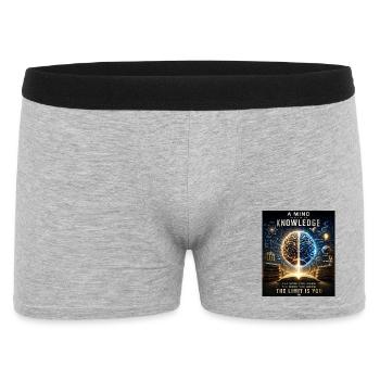 Ein Gehirn voller Wissen: Die Grenze liegt in dir - Männer Boxer Shorts - Grau meliert - Vorne