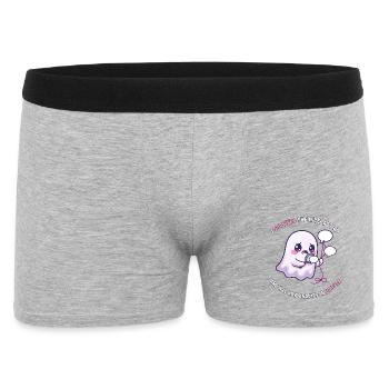 Ich habe die Interaktion überlebt – Angsthumor - Männer Boxer Shorts - Grau meliert - Vorne