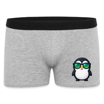 Süßer Pinguin Cartoon Kawaii mit Sonnenbrille - Männer Boxer Shorts - Grau meliert - Vorne