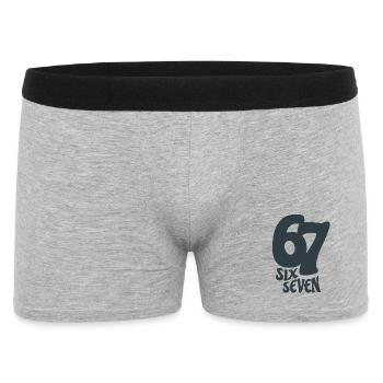 six seven | Zahlenduo 6 und 7 | Fröhliche Ziffern - Männer Boxer Shorts - Grau meliert - Vorne