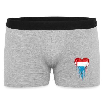Luxembourg Herzflagge Tropfen BlauRotWeiß - Männer Boxer Shorts - Grau meliert - Vorne