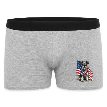 Patriotischer Schnauzer Stars, Stripes Hundestolz, - Männer Boxer Shorts - Grau meliert - Vorne