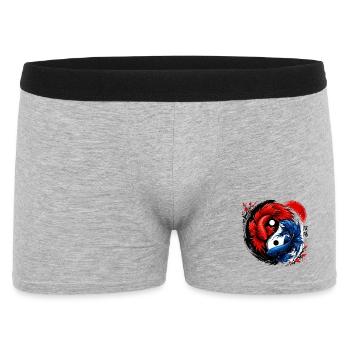 Yin Yang Betta Fish Red & Blue Harmony - Männer Boxer Shorts - Grau meliert - Vorne