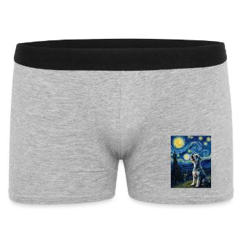 Sternennacht-Schnauzer-Kunstparodie-Porträt - Männer Boxer Shorts - Grau meliert - Vorne