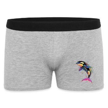 Orca Schwertwal Wal Killerwal Meerestiere Orcas - Männer Boxer Shorts - Grau meliert - Vorne