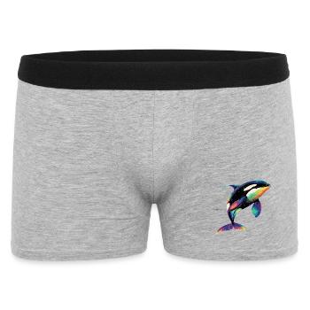 Orca Schwertwal Wal Killerwal Meerestiere Orcas - Männer Boxer Shorts - Grau meliert - Vorne