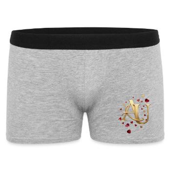 Goldenes AU Monogramm mit Herzen - Männer Boxer Shorts - Grau meliert - Vorne
