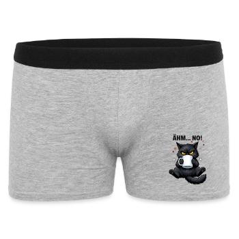 Morgenmuffel Katze mit Kaffee Ähm No - Männer Boxer Shorts - Grau meliert - Vorne