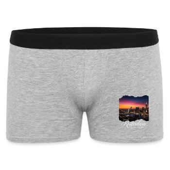 Rotterdam The Netherlands Skyline Abendlicht - Männer Boxer Shorts - Grau meliert - Vorne