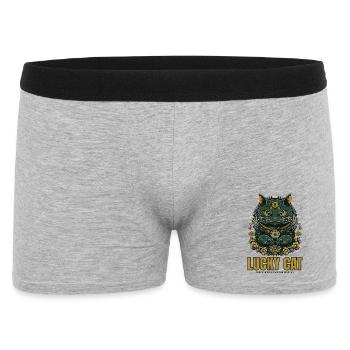 Lucky Cat Glückskatze Maneki Neko Jade - Männer Boxer Shorts - Grau meliert - Vorne