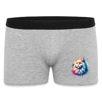 Türkisch Angorakatze Motiv - Männer Boxer Shorts - Grau meliert - Vorne