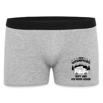 Mein Wohnmobil ruft und ich muss gehen Camping - Männer Boxer Shorts - Grau meliert - Vorne