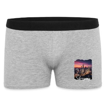 Shenyang Nachtstadt Skyline - Männer Boxer Shorts - Grau meliert - Vorne