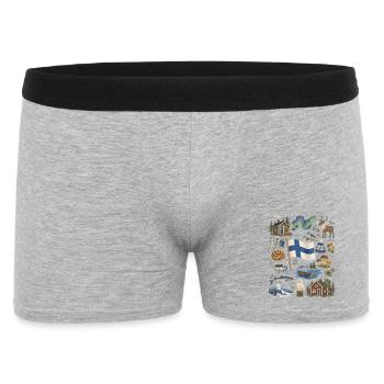 Finnland | Seen, Sauna & Nordlicht - Männer Boxer Shorts - Grau meliert - Vorne