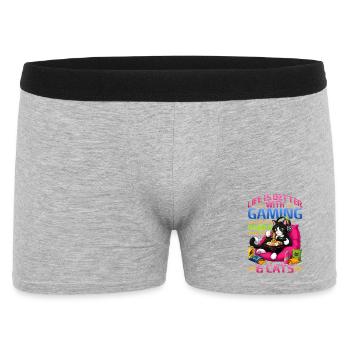 Jeu vidéo Gamer Gaming Cat Ramen - Boxer Homme - gris chiné - Devant