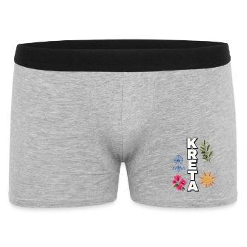 Crete Holidays with Sun, Olive Branch & Blossoms - Men's Boxer Shorts - heather grey - Front