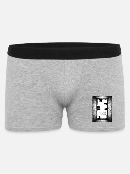 Dunkle Katzen im Tunnelrahmen - Männer Boxer Shorts - Grau meliert