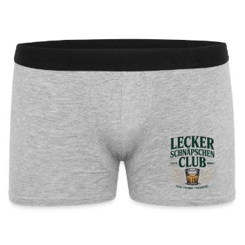 Lecker Schnäpschen Club Kneipe Saufen JGA Schnaps - Männer Boxer Shorts - Grau meliert - Vorne