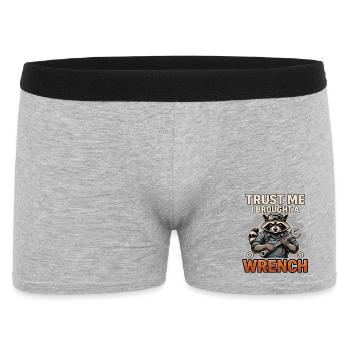 Schraubenschlüssel-Raccoon Mechaniker - Männer Boxer Shorts - Grau meliert - Vorne