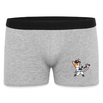 Süßer Corgi-Hund spielt Baseball, Sportliebhaber - Männer Boxer Shorts - Grau meliert - Vorne