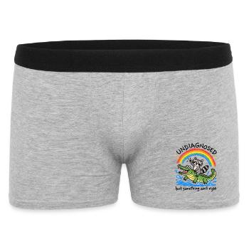 Undiagnosed | Waschbär Krokodil Chaos - Männer Boxer Shorts - Grau meliert - Vorne
