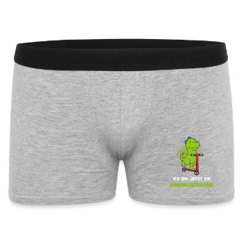 Ich bin jetzt ein Kindergartenkind Dino Roller - Männer Boxer Shorts - Grau meliert - Vorne