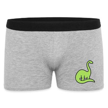 Lime Dino Silhouette auf Schwarz - Männer Boxer Shorts - Grau meliert - Vorne