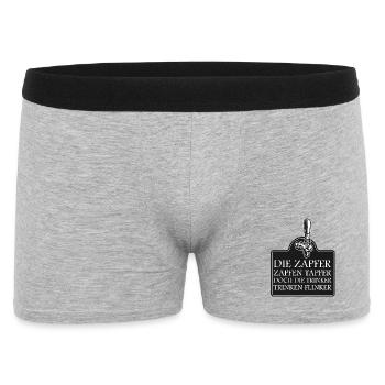 Zapfer Schild: Tapfer Trinken Flink - Männer Boxer Shorts - Grau meliert - Vorne