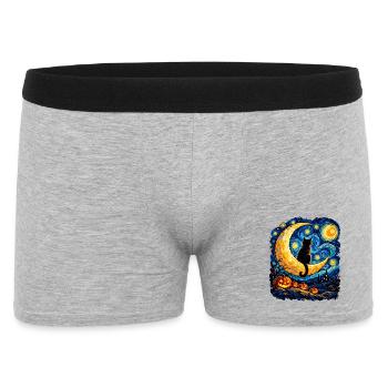 Mondkatze im Sternennacht-Labyrinth - Männer Boxer Shorts - Grau meliert - Vorne