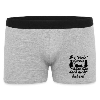 Katzen Spruch Katze Tier Haustier Geschenk lustig - Männer Boxer Shorts - Grau meliert - Vorne