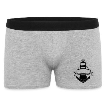 Leuchtturm,Anker T-Shirt, Home, Heimat - Männer Boxer Shorts - Grau meliert - Vorne