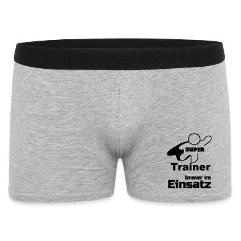 Super Trainer, Sport, Verein, Geschenk - Männer Boxer Shorts - Grau meliert - Vorne