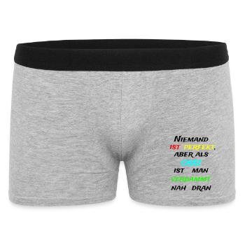 Niemand ist Perfekt aber als Ossi - Männer Boxer Shorts - Grau meliert - Vorne